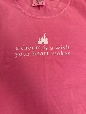 Comfort Colors Pink Crewneck Tee with Castle Graphic. DISNEY